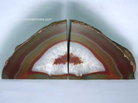 Agate Geode Handcrafted Gifts: natural color agate bookends