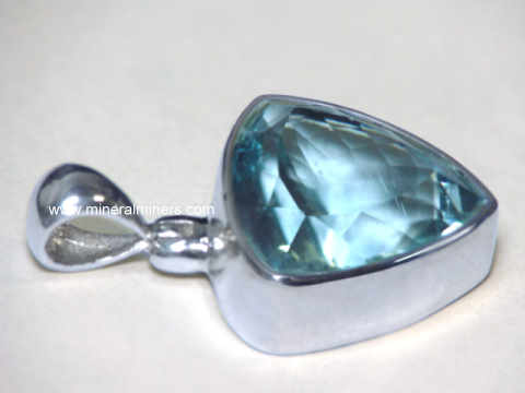 Handcrafted Natural Gemstone Pendants of <em>ALL</em> Minerals (image is a large natural aquamarine gemstone pendant in sterling silver)