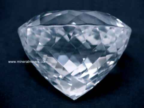 Quartz Crystal Gemstones: large faceted gems of natural rock crystal quartz