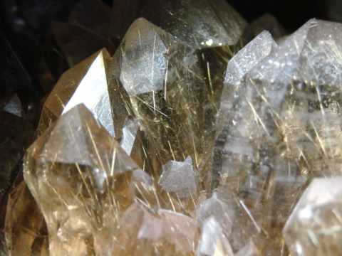 Rutilated Quartz Mineral Specimens: gold rutile in smoky quartz