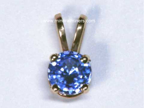 Natural .25CT Ceylon Blue Sapphire Round deals Pendant in Solid 14K Yellow Gold