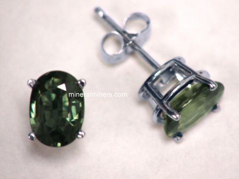 Green Sapphire Jewelry: genuine green sapphire earrings