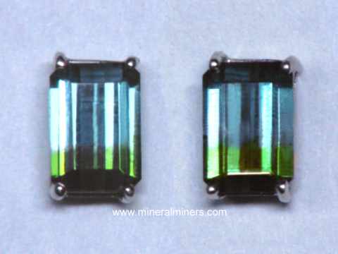 Bi-color Tourmaline Gemstone Earrings