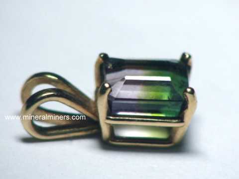 Bi-Color Tourmaline 14k Pendants