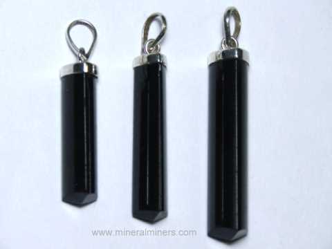 Black Tourmaline Crystal Pendants