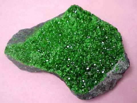 Uvarovite Mineral Specimens: uvarovite garnet crystals on matrix